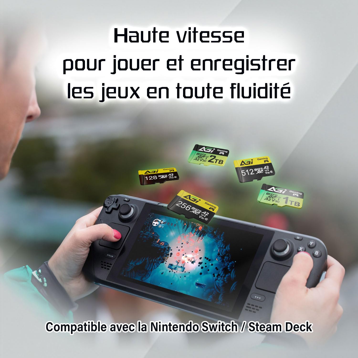 AGI TF138 256 Go Carte Mémoire MicroSDXC UHS-I U3 V30 A2 avec Adaptateur | Vitesse 100Mo/s, classe 10. Idéal pour smartphone, caméra, enregistrement vidéo 4K, Compatible avec Switch
