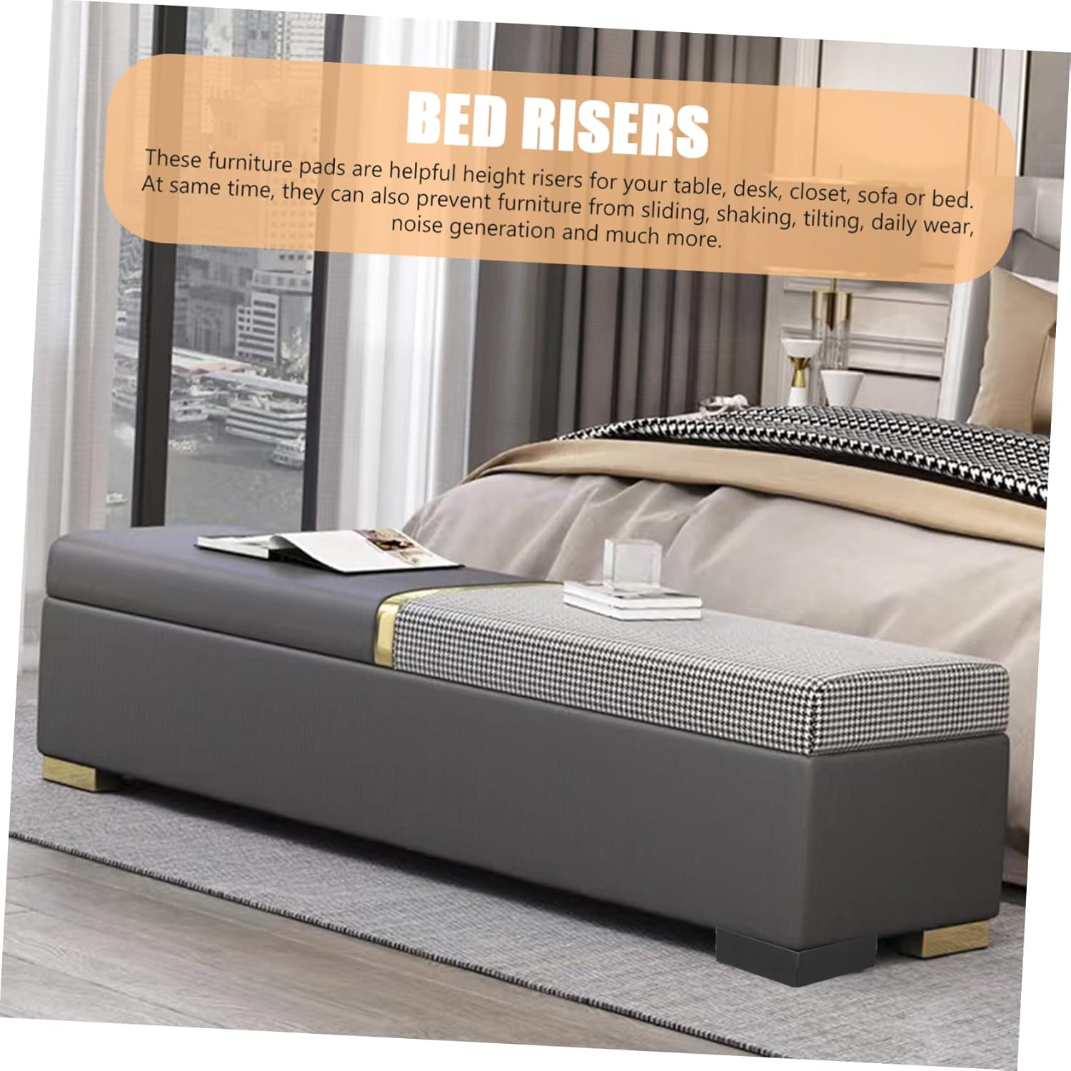 NUOBESTY Furniture Feet Pads Bed Foot Mat Risers for Hardwood Floors Slip Grippers