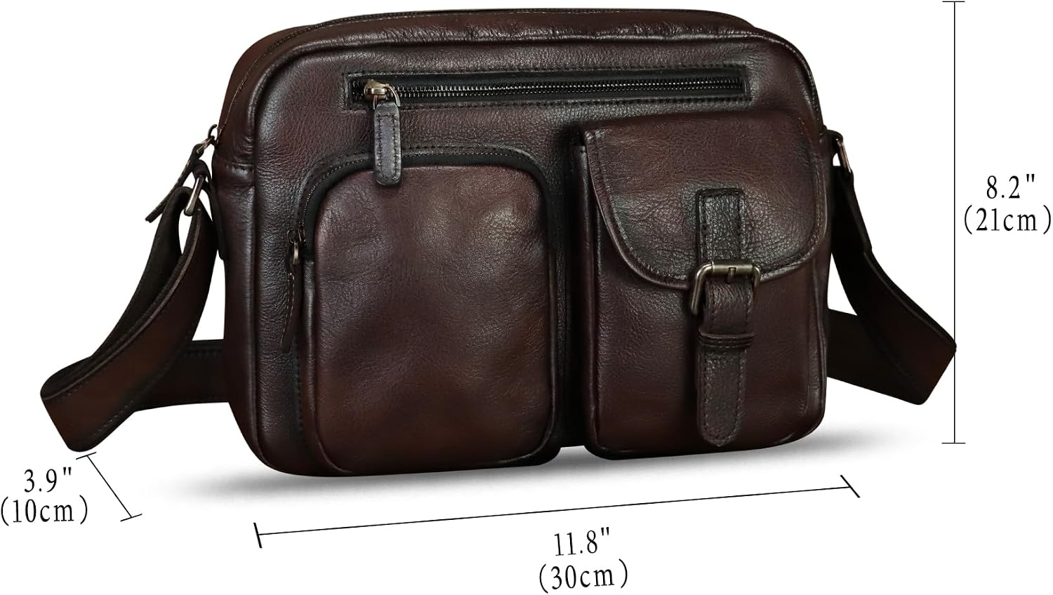 Genuine Leather Messenger Bag for Men Briefcase Vintage Leather Crossbody Shoulder Bag Satchel Purse