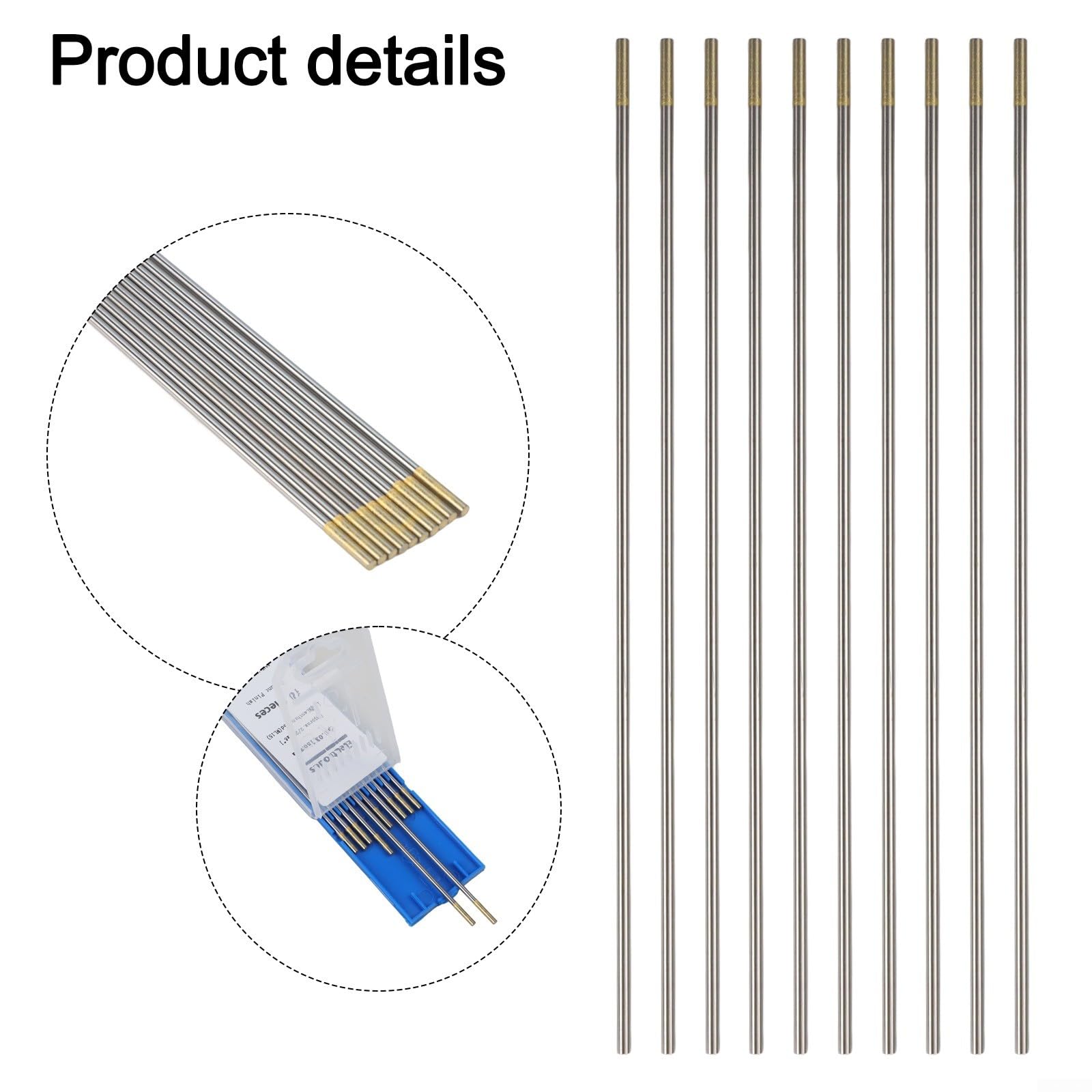10 elettrodi WL15 Lanthan TIG, 1,6 mm x 150 mm, per leghe di acciaio al carbonio, in scatola di plastica (2,0 mm x 150 mm)