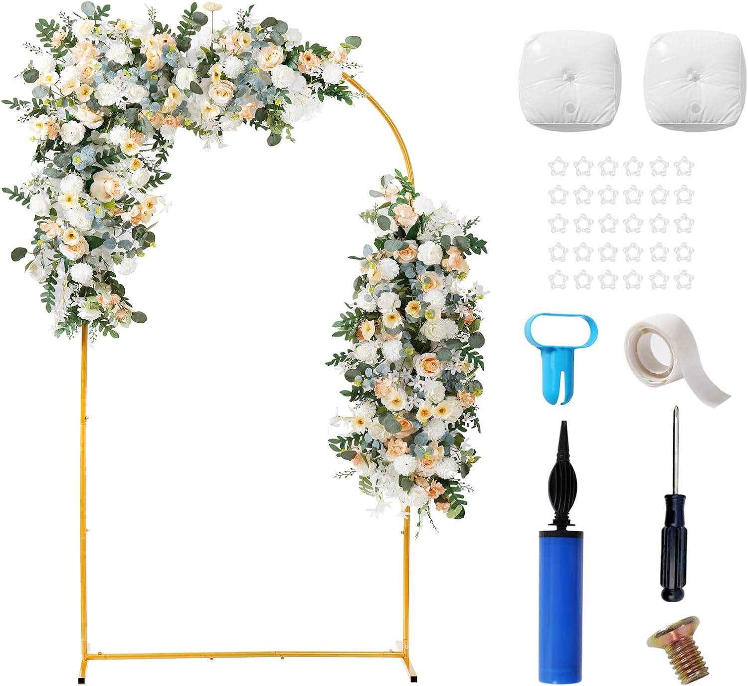 Ascoza Metal Arch Backdrop Stand 7.2FT Gold Wedding Arch Backdrop Stand Balloon Arched Frame for Birthday Party Wedding Baby Shower Graduation Ceremony Decoration