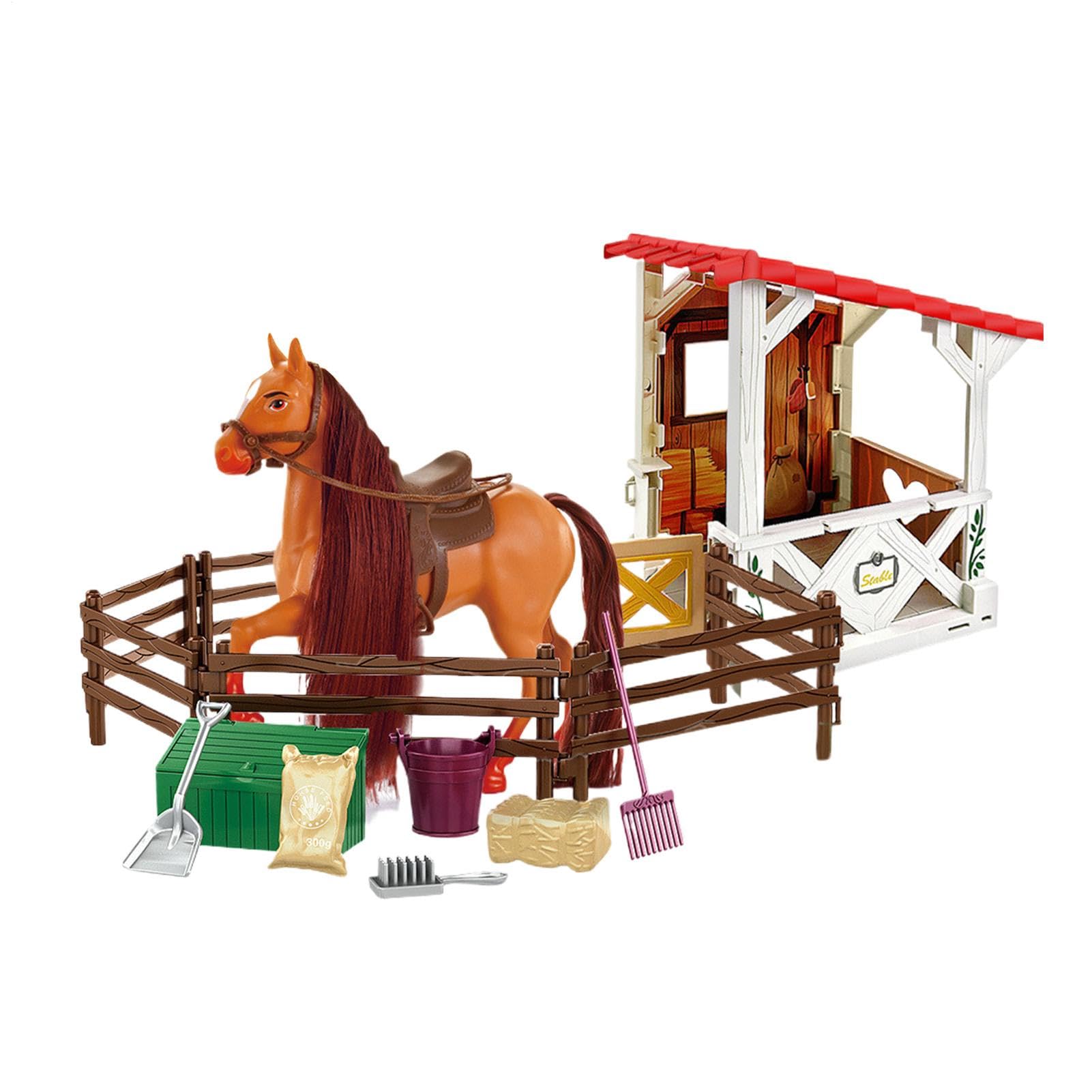 Set Giocattolo Set di Giocattoli Realistico del Club Equestre con della | Per Bambini Piccoli Compleanno Immaginativo Fattoria Con Stalla Figurine E Fienile