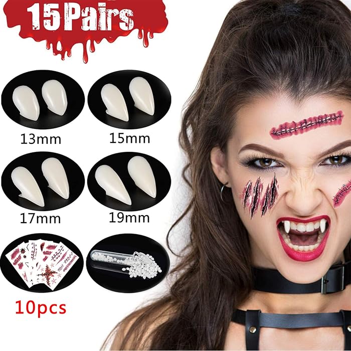 Buy Hook 4 Pairs Vampire Teeth Fangs Halloween Dracula Teeth Cosplay