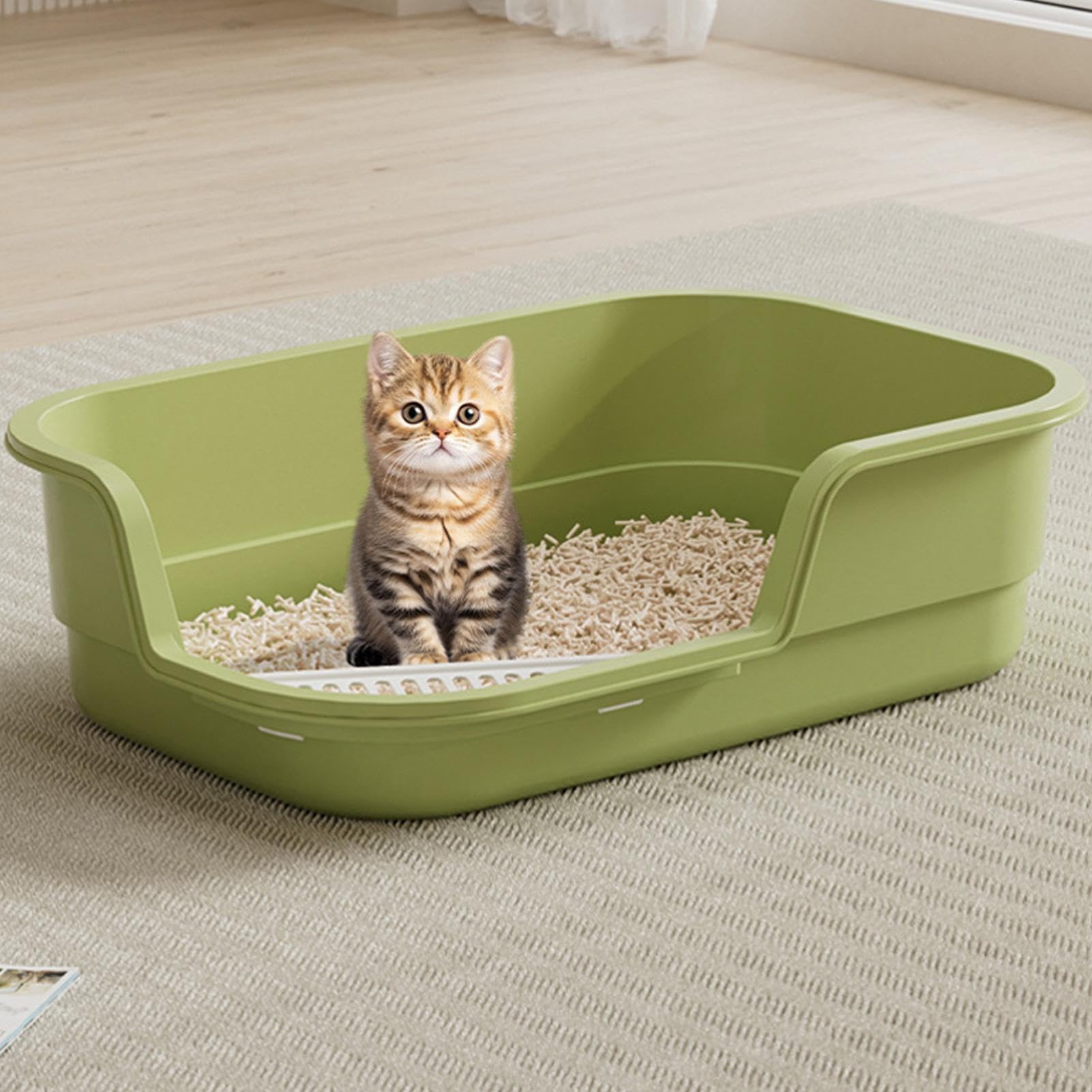 Grande Lettiera Per Gatti,Semi-Chiusa Con Bordi Alti E | Lettiera Con Bordi Alti Per Gatti | Per Interni Gattini Animali Anziani Casa Ufficio Appartamento Hotel Soggiorno Balcone