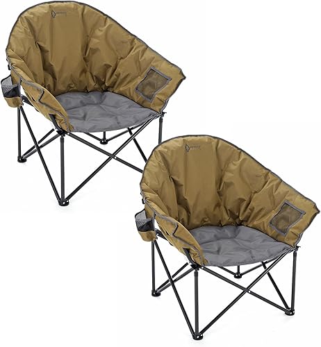 Miniatura 16 de ARROWHEAD OUTDOOR Silla de camping plegable de gran tamaño con bolsillo, portavasos, portátil, acolchada, luna, redonda, platillo, soporta 330 Azul