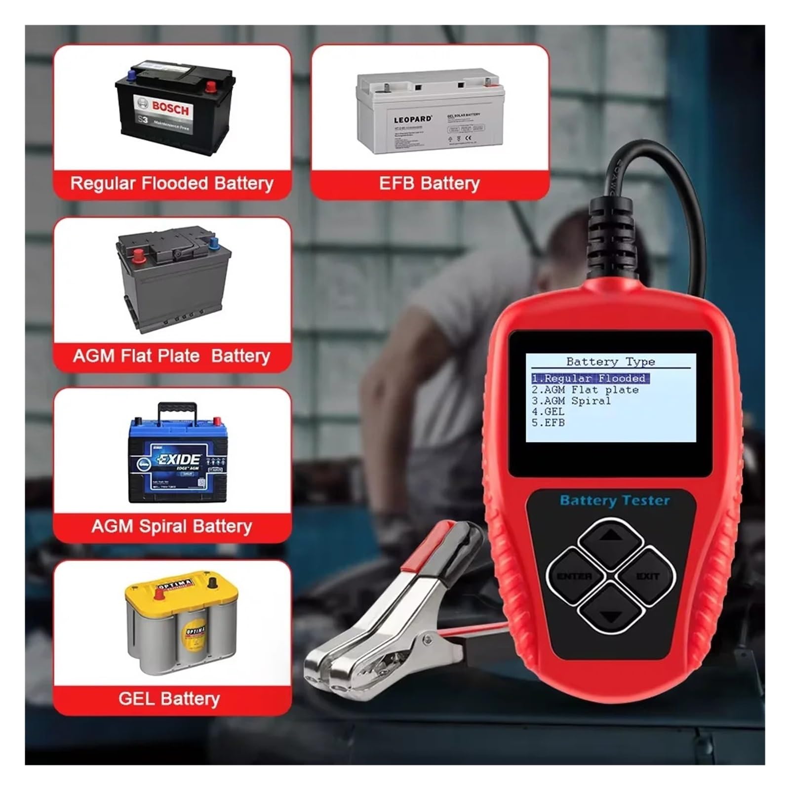 Probador de baterías, Probador de batería de coche BA101 de 12 V, analizador, comprobador de carga de batería automotriz, circuito de carga de 100-2000 CCA, herientas de diagnóstico