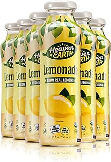 Heaven & Earth Organic Lemonade, 11.2oz (6 Pack) | Made with Real Lemons, Pure Fruit Juice, No added Sugar, Flavor, or Color