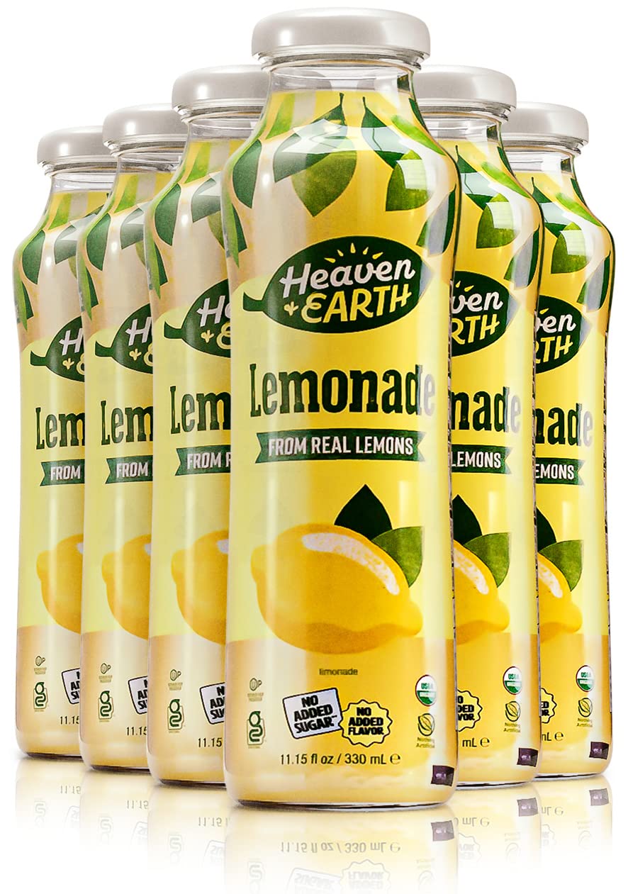 Heaven & Earth Organic Strawberry Lemonade, 11.2oz (6 Pack) | Made with Real Lemons, Pure Fruit Juice, No added Sugar, Flavor, or Color | Non GMO