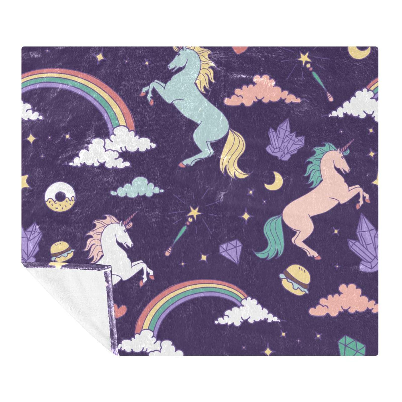 Couverture polaire de literie plaid licorne pourpre lit chambre et canapé salon