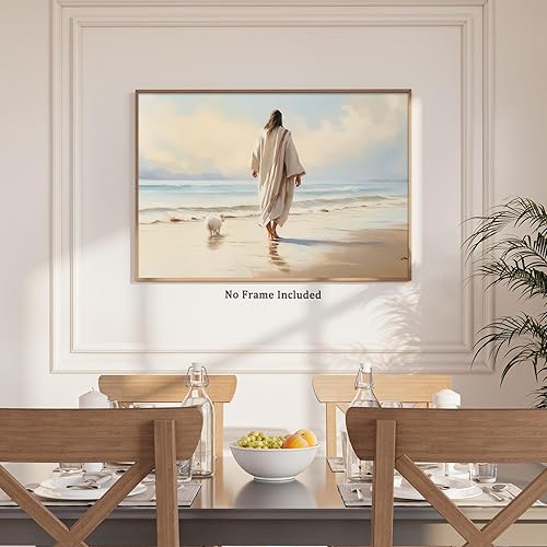 Vista 39 de Arte de pared de acuarela de Jesús, pintura en lienzo cristiano, imágenes de las Escrituras, decoración de pared, póster con versículos bíblicos