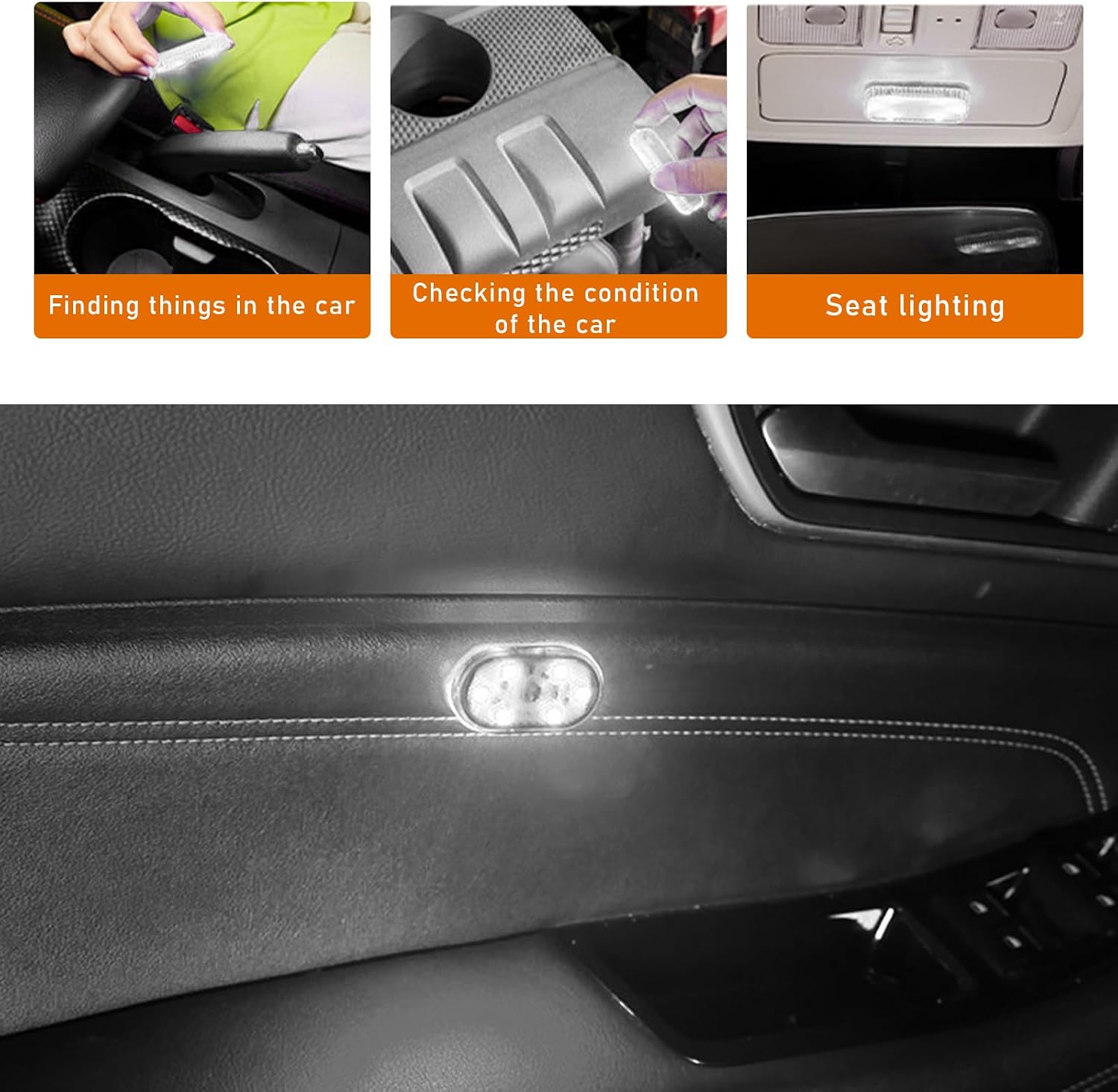 Ziciner 2 PCS Car Led Lights Interior, Super Bright Car Wireless Bulb, USB Rechargeable Auto Led Festoon Bulb, Universal Vehicle Accessories for Cars, Trucks, SUVs, Vans (White) image 4