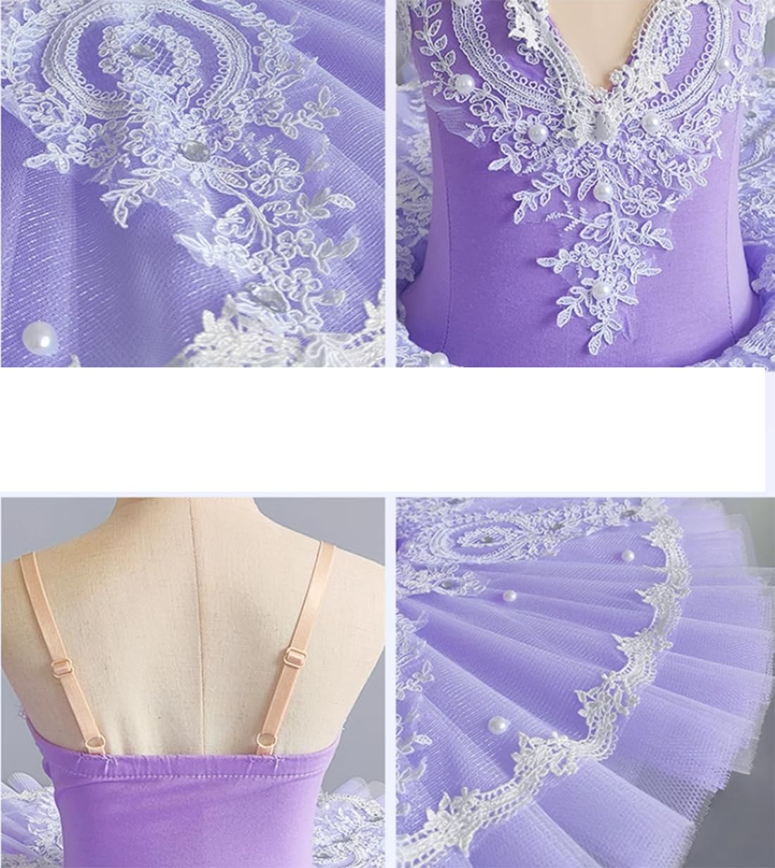 EFLALYHG Vestido de tutú Profesional de Ballet para niñas, Disfraz de Bailarina de panqueque de Lago de los Cisnes, Vestido de tutú de Ballet para Danza