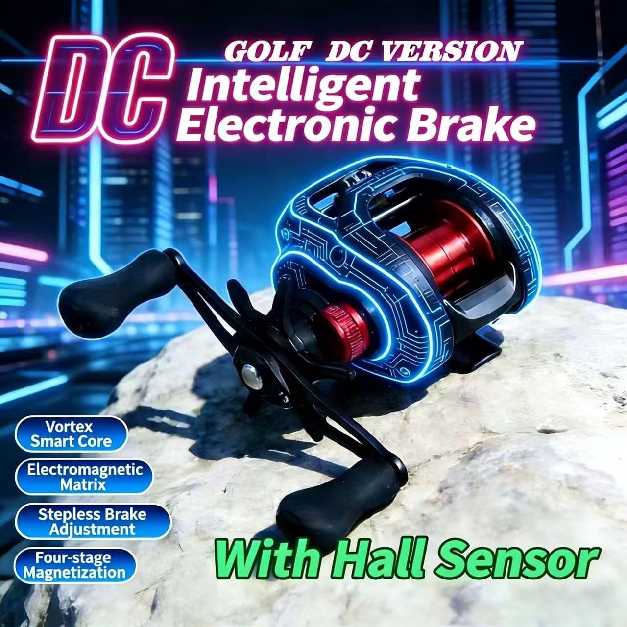 Brolure DC ONE Baitcaster Reel, Digital Control Fishing Reel, Ultralight Baitcasting Reel, Freshwater Saltwater, 6.7oz, Max Drag 6kg, 7.2:1,It Produces a Pleasant Electronic DC Sound When Casting