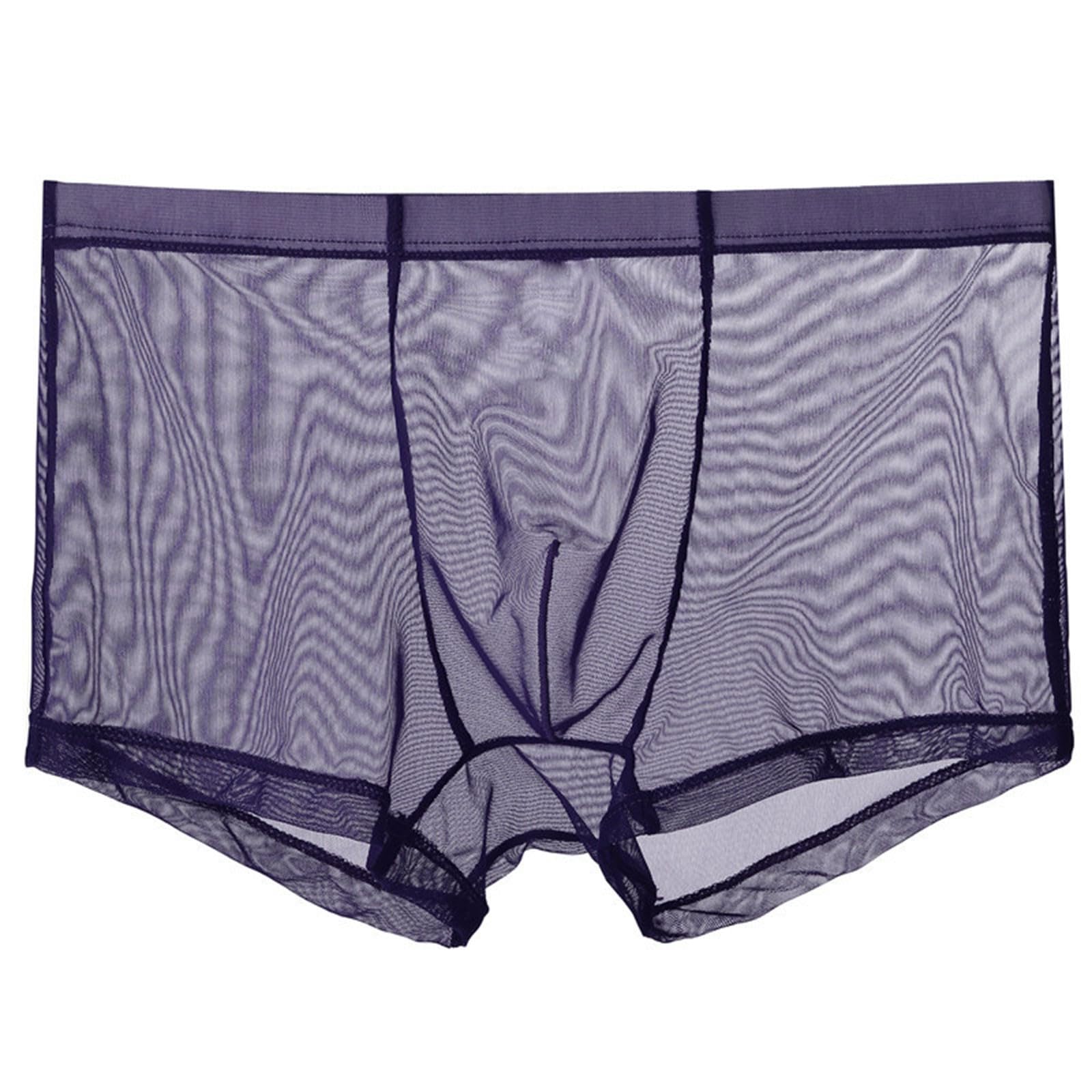 Mens Boxer Briefs Underwear Mid-Rise Transparent Mesh Panty Underpant Big Tall Boys Pouch Breathable Comfy Panties
