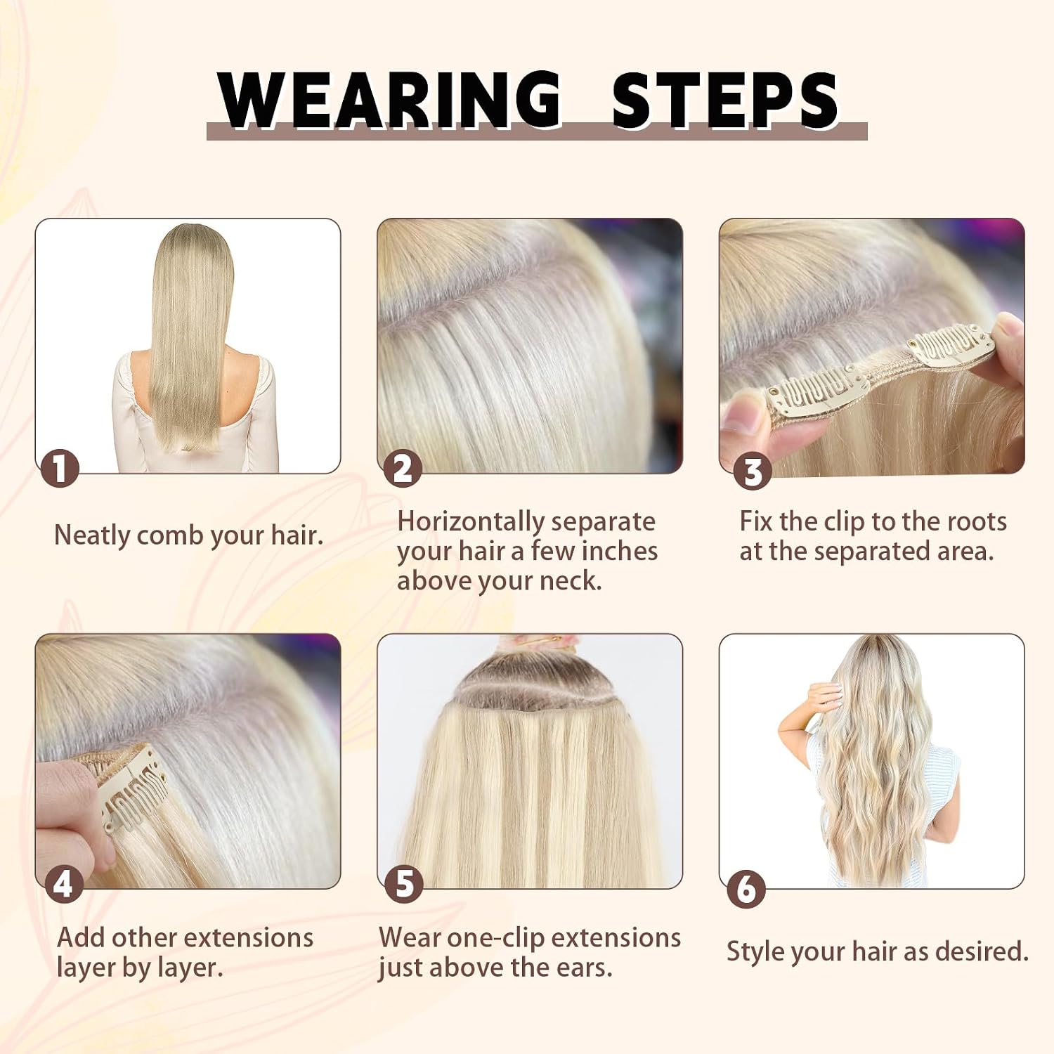 Sassina Clip in Hair Extensions Swedish Blonde and Ash Blonde Invisible Natural Clip ins Remy Human Hair Extensions 14 Inch Double Weft Clip ins 8 Pcs with 18 Clips 90 Grams #P20/60
