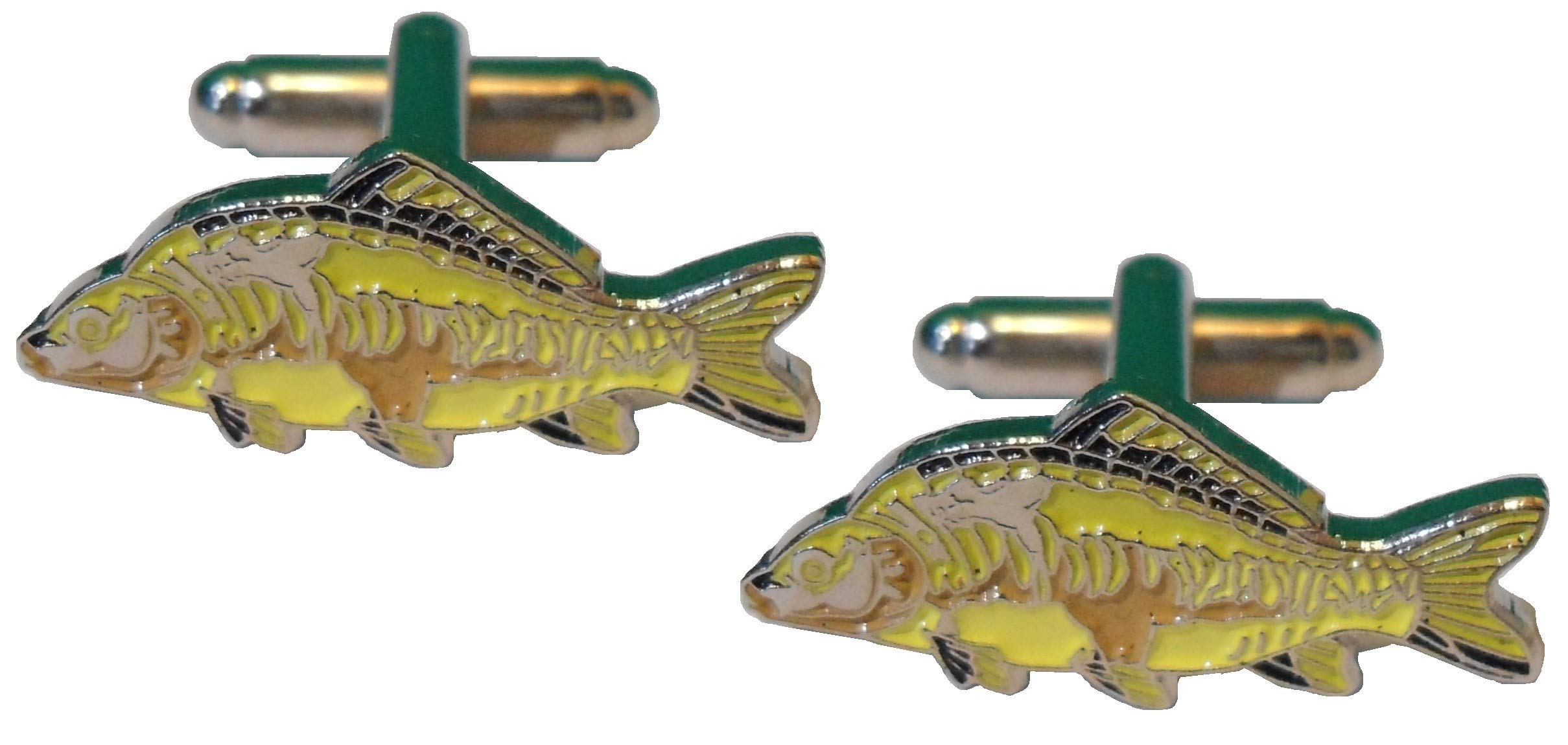 B4b Mirror Carp Freshwater Fish Fishing Angling Metal Enamel Cufflinks