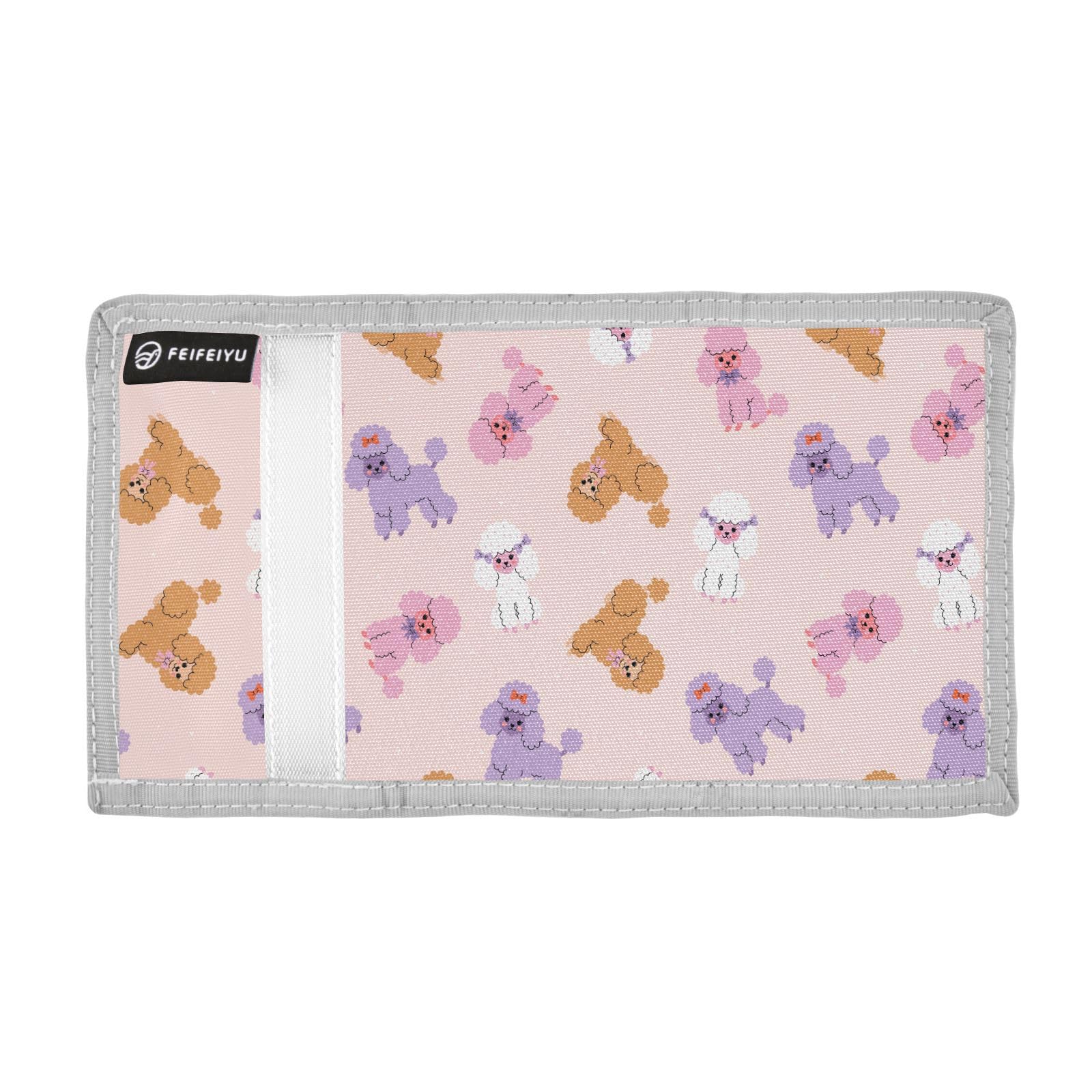 JHKKU Cute Poodle Dogs Kids Wallet for Boys Girls, Teen Canvas Trifold Purse with Zipper Coin Pocket