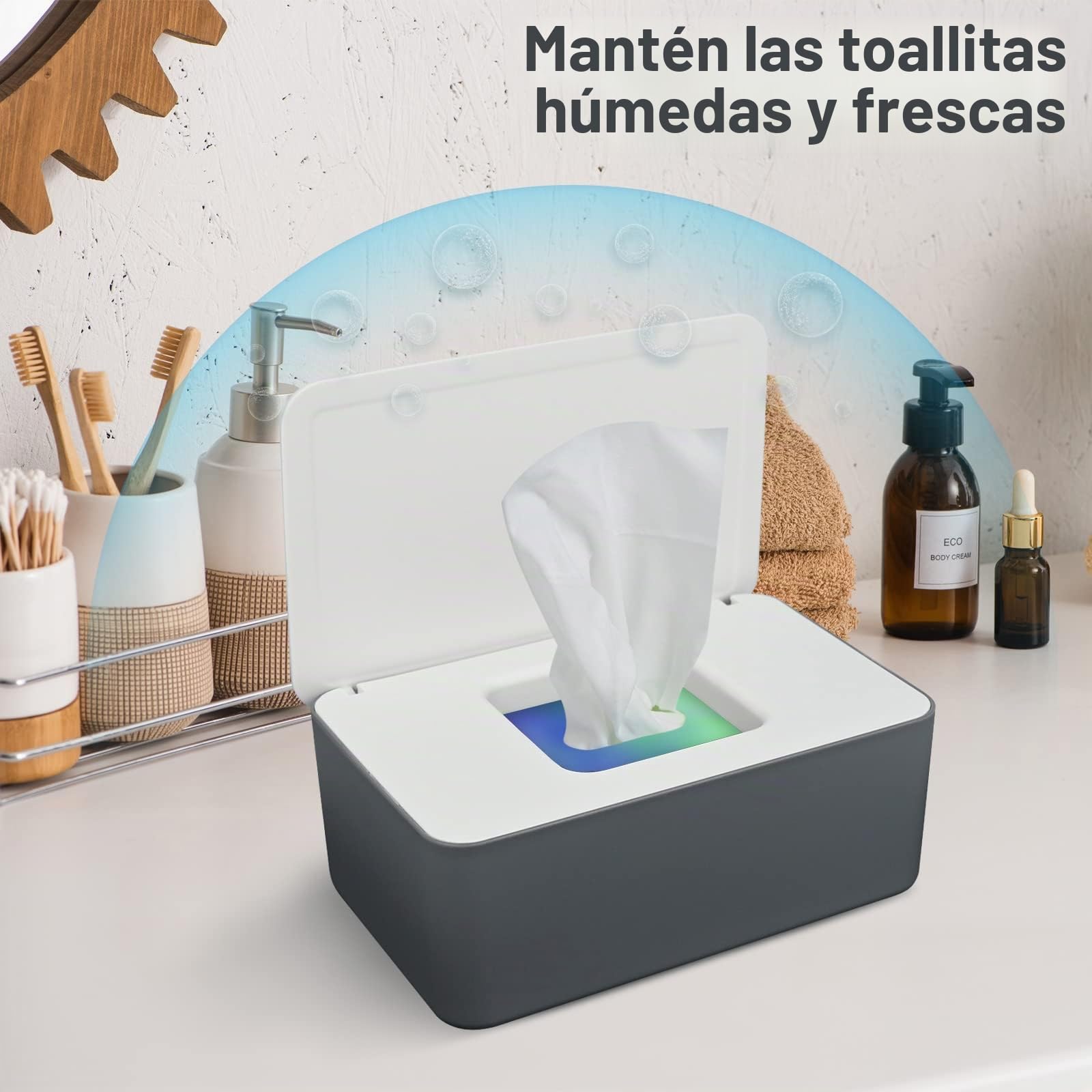 2 Piezas Porta Toallitas Bebe, Caja para Toallitas Húmedas con Tapa Sello Caja para Toallitas rectangular, Dispensador de Toallitas Húmedas para Inodoro, Baño