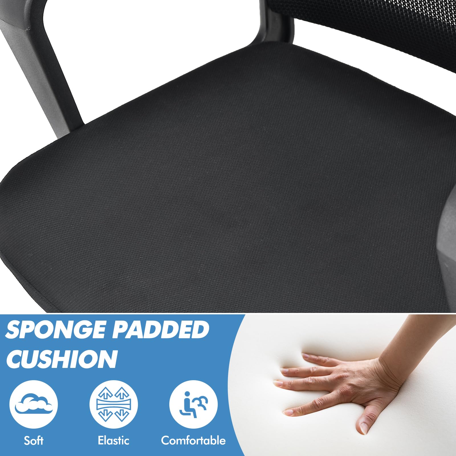 GIANTEX Sedia da ufficio, per riunioni e riunioni, ergonomica, con braccioli e supporto lombare, struttura in metallo, portata fino a 136 kg, seduta imbottita