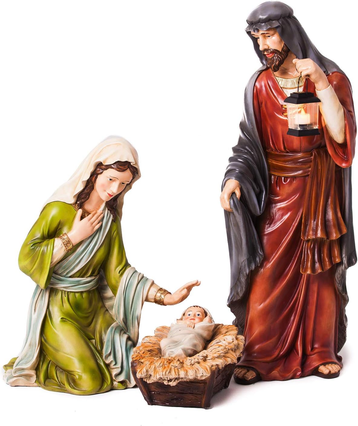 Nativity 3 pc Set for Christmas Indoor and Outdoor Statue | Scene with 3 Pieces Mary Joseph and Baby Jesus | 37 Inches Tall | Religious Decorations Holiday Collection and Gifts
