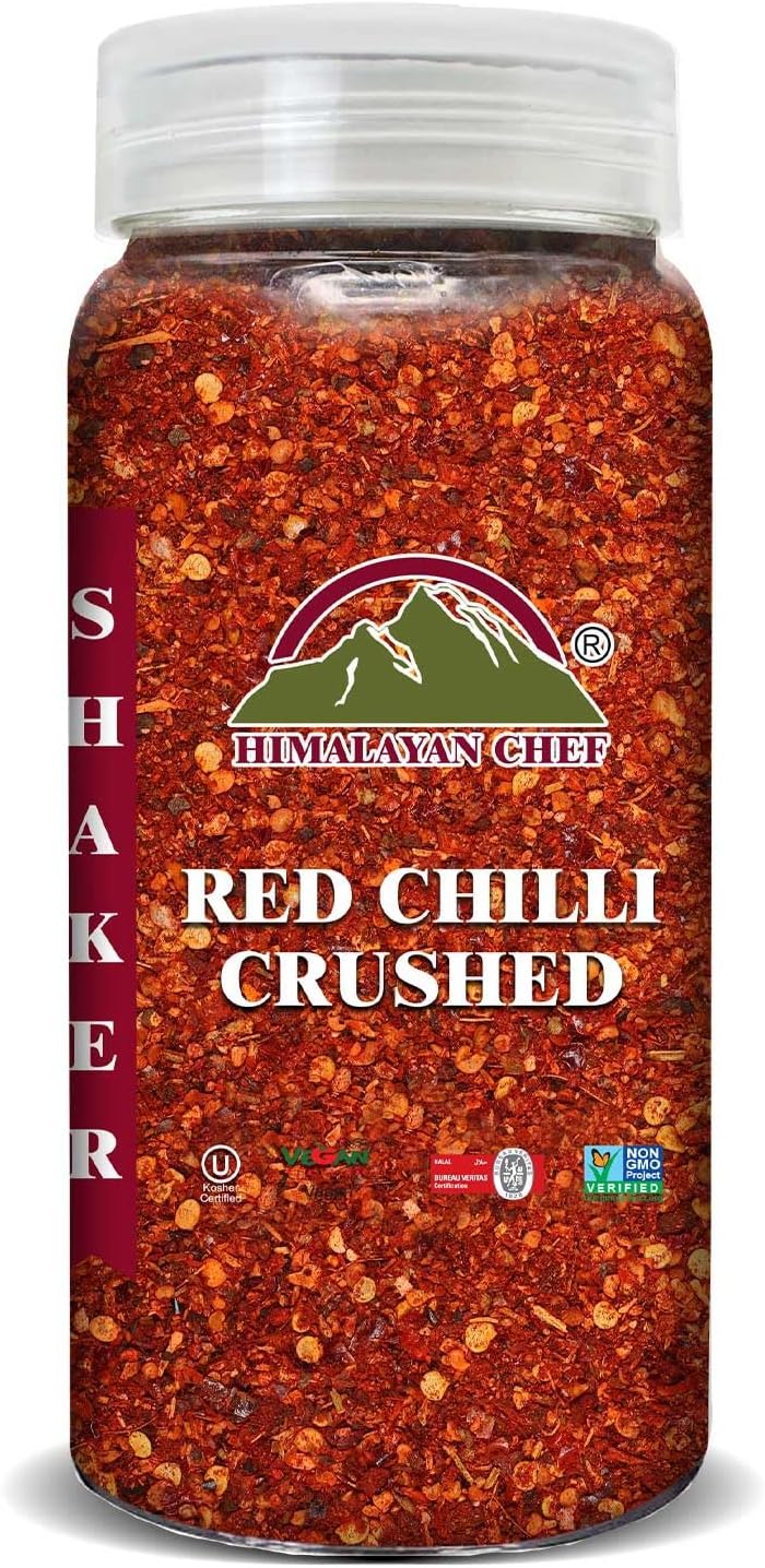 Himalayan Chef Red Crushed Pepper Shaker - Organically Crushed Red Chili Pepper Flakes Great for Pizza, Chowder, Seafood, and Pasta (3.88 Oz)