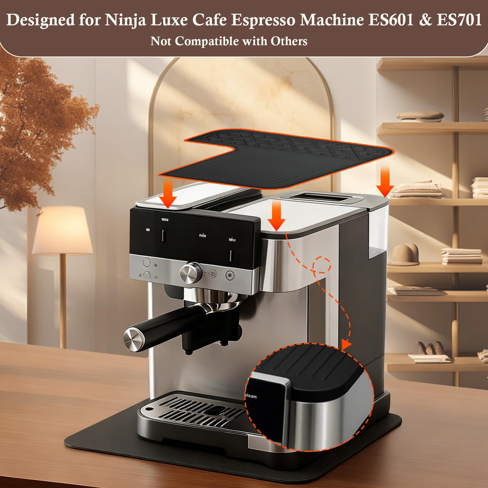 Produktbild von Rutschfeste Obermatte Für Ninja Luxe Cafe Premier ES601 – Hitzebeständiges Silikon, 31x29 Cm, Wasserdicht