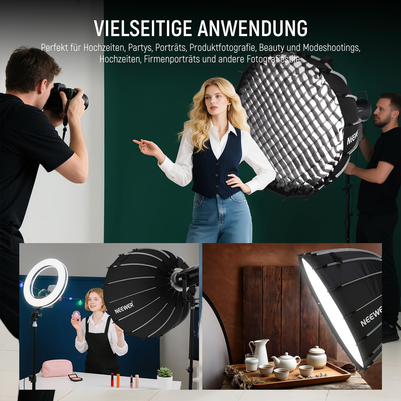 NEEWER Parabol Softbox Set, 35,4" Bowens Mount Softbox, NS72P
