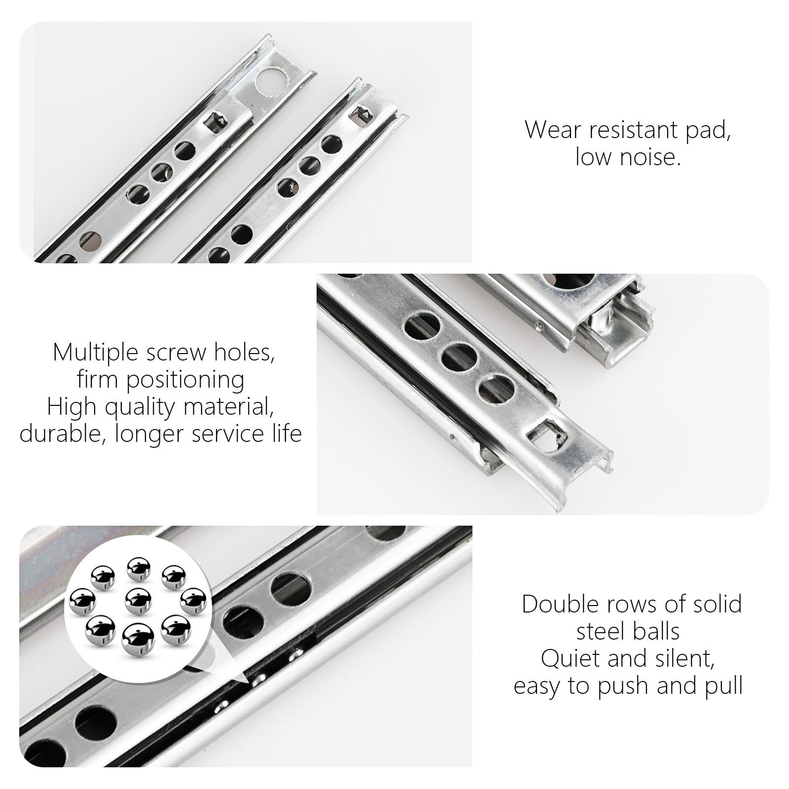 CYEER 2 works Heavy Duty Drawer Runners Slides, 342mm 3 Folds Full Extension Drawer Runners - Image 3