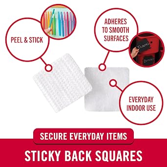 VELCRO Brand Sticky-Back Fasteners, Removable Adhesive, 0.88 X 0.88, White, 12 count (Pack of 1)