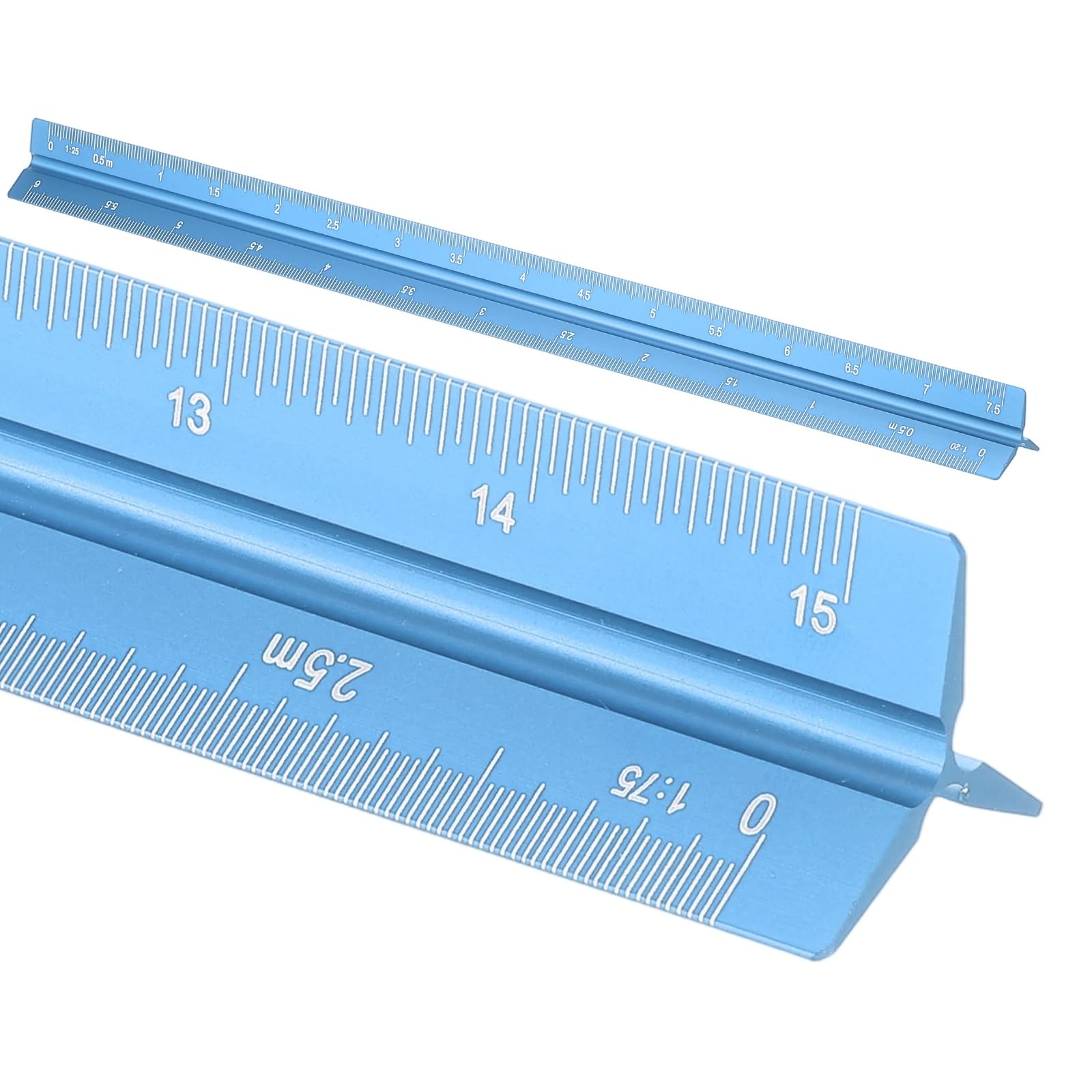 sourcing map Architectural Scale Ruler, 12 Inch Metric Aluminum Alloy Architect Triangular Small Scale Laser-Etched Blueprint Drafting Ruler for Architects Engineers, Blue