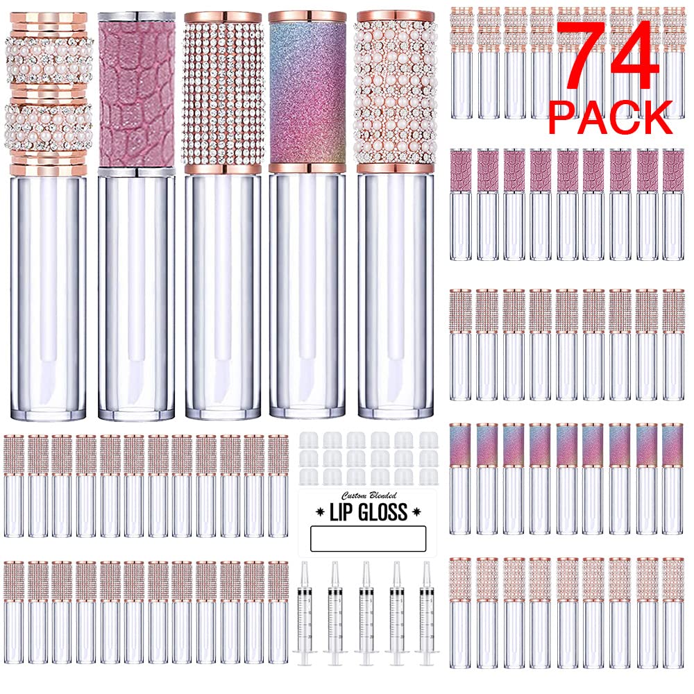 AMORIX 24 pcs Crystal Rhinestone Lip Gloss Tubes 50 pcs Lip Gloss Tubes with Wand