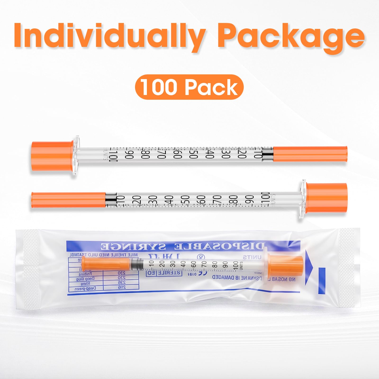 1ml/cc 29G 5/16" (8mm) Syringe, U-100 Disposable Syringes, Pack of 100 — Amazon image 6