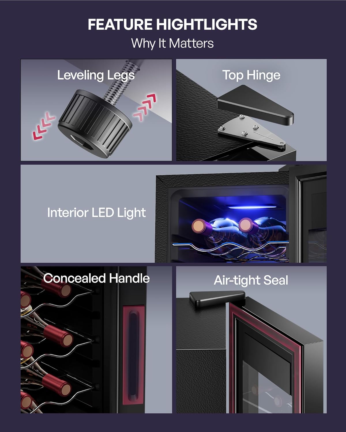 12 Bottle Compressor Wine Cooler Refrigerator, Freestanding Wine Cellar with Glass Door & Safety Lock, Wine Fridge with 41°F-64°F Digital Temperature Control for Red, White, Champagne, Black