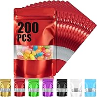Vista 11 de 200 bolsas de Mylar de 4 x 6 pulgadas para almacenamiento de alimentos, bolsa resellable de pie con ventana mate, bolsas a prueba de olores, bolsa