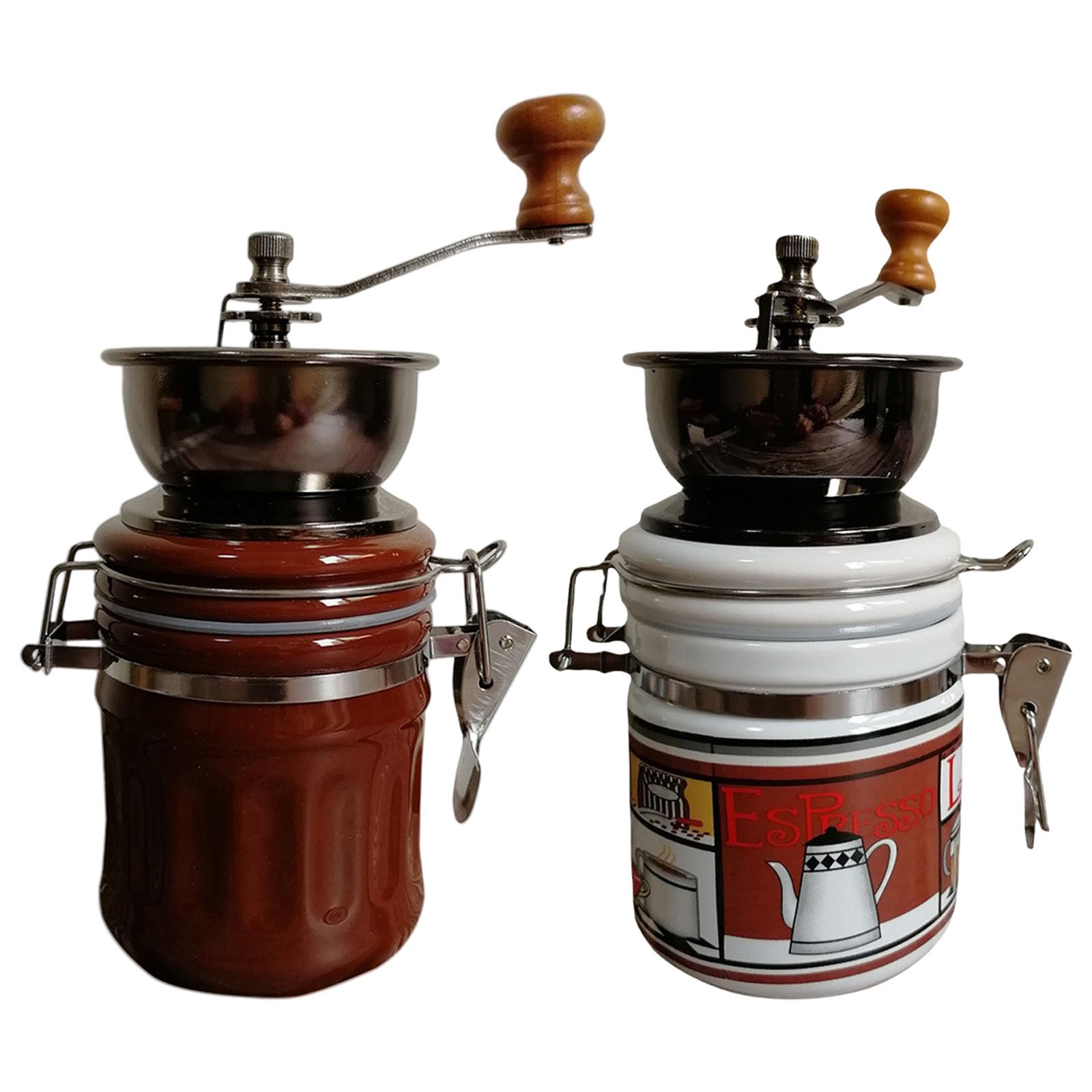 Molinillo de café de mano estilo vintage con manivela y grosor de molido ajustable for el hogar o viajes.(Brown)