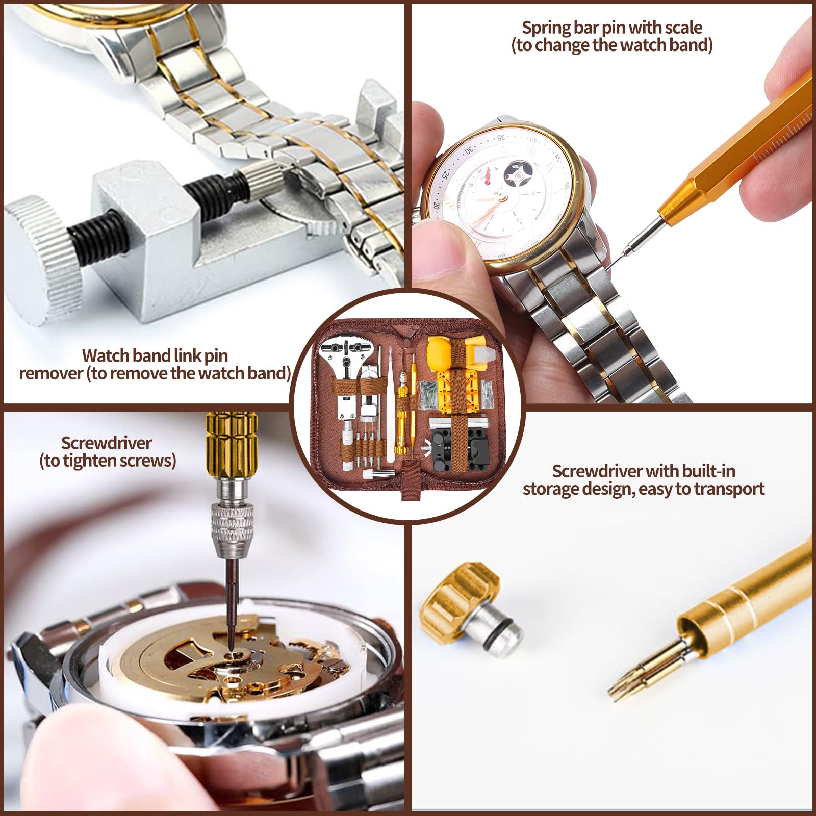 Uhrenwerkzeug Set Uhrenpresse Uhren Reparatur Uhrendeckel öffner | Einpresswerkzeug Schraubendreh Uhrenwerkzeug Batteriewechsel Gehäuseschließer Uhr Reparatur Werkzeug mit 12 Druckplatten