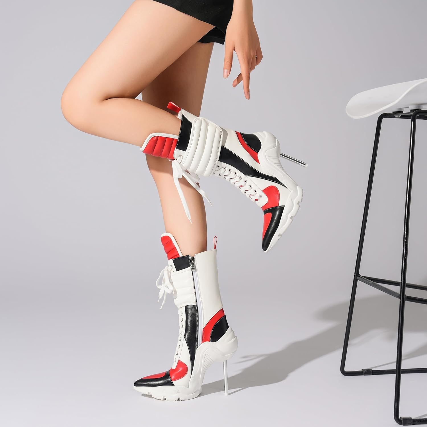 Tsrenlmln Women's Ankle Boots High Heel Boots for Women Stiletto Heel Boots Fashion Pointed Toe Ankle Booties for Women Womens Elastic Fabric Heel Pull-On High Heel comfort Booties - Image 3