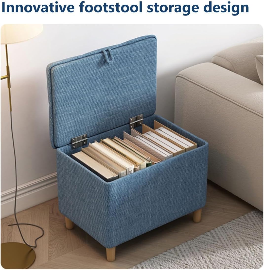 Generic Modern Armchair, Blue, Cotton Linen, Wood, Reclining, Adult, Indoor, Upholstered, Rectangular, Rounded Arm, Tapered Leg, Relaxing, Living Room Chair