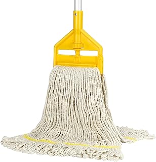 Heavy Duty Industrial Looped-End Cotton Wet Mop with Long Handle (Single Unit)