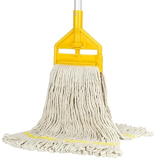 Commercial Mop Heavy Duty Industrial Cotton Mop with Long Handle,Looped-End String Wet Mops for Home,Garage,Office, Workshop, Warehouse Floor Cleaning - Amazon product rated Grade A
