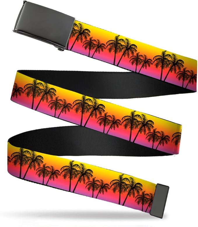BuckleDown mens Buckledown  Palm Trees 1.25" Belt, Multicolor, 1.