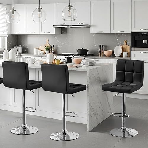 Miniatura 153 de Yaheetech Pink - Juego de 2 taburetes de bar de terciopelo ajustables, taburete giratorio moderno de altura de mostrador con base más grande para