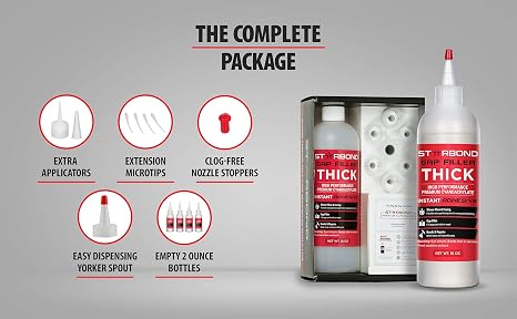 Starbond Thick CA Glue Complete Refill Kit (16 oz) Gap Filler Cyanoacrylate Super Glue with Extra Bottles, Caps, Microtips & Yorker Spout for Woodworking, Carpentry, Hobby Models, Archery Fletching