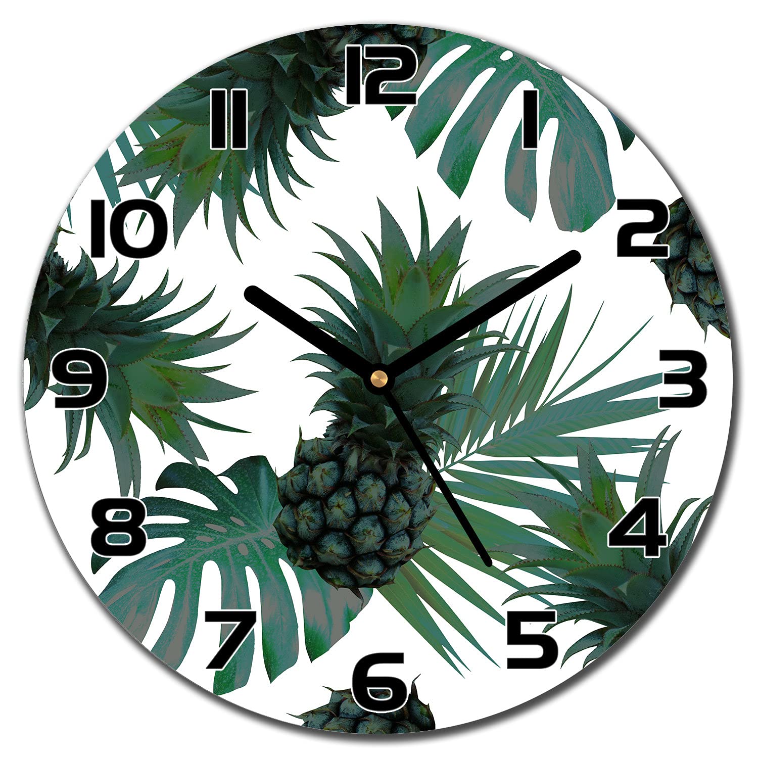Horloge en verre moderne 30cm avec aiguilles noires pour décoration murale