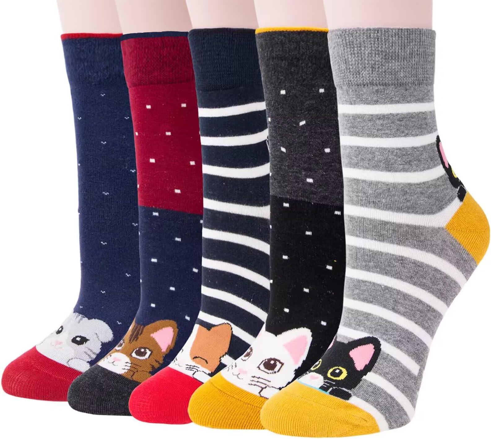 Women Socks Funny Cute Animal Ladies Sock Cat Dog Socks Gifts for Women Christmas Birthday, One Size