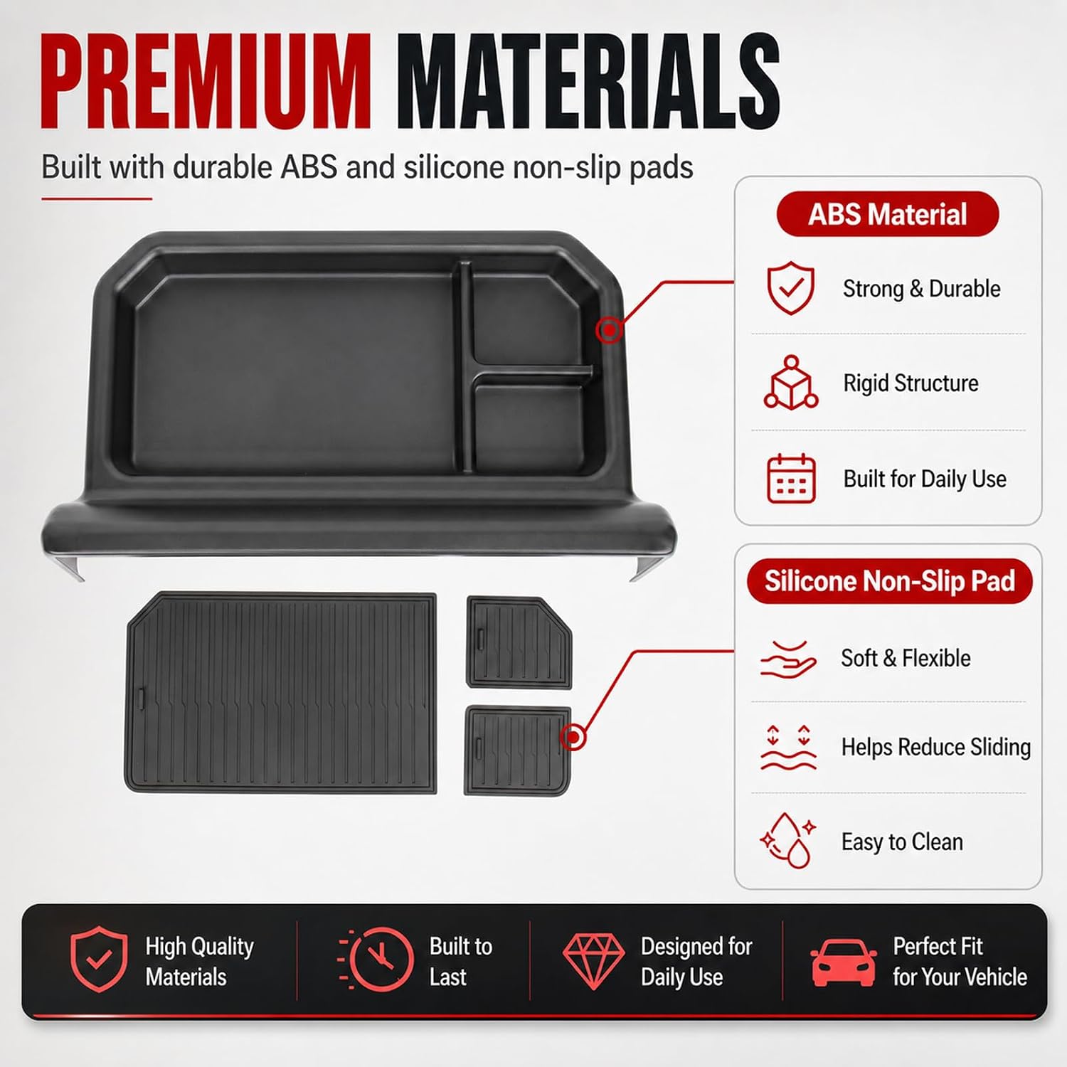 Dashboard Storage Tray Compatible with 2026 Toyota Rav4 XSE/Limited Behind Screen Organizer Tray Dash Storage Box ABS Material Interior Accessories（Only for 12.9-inch Screen）