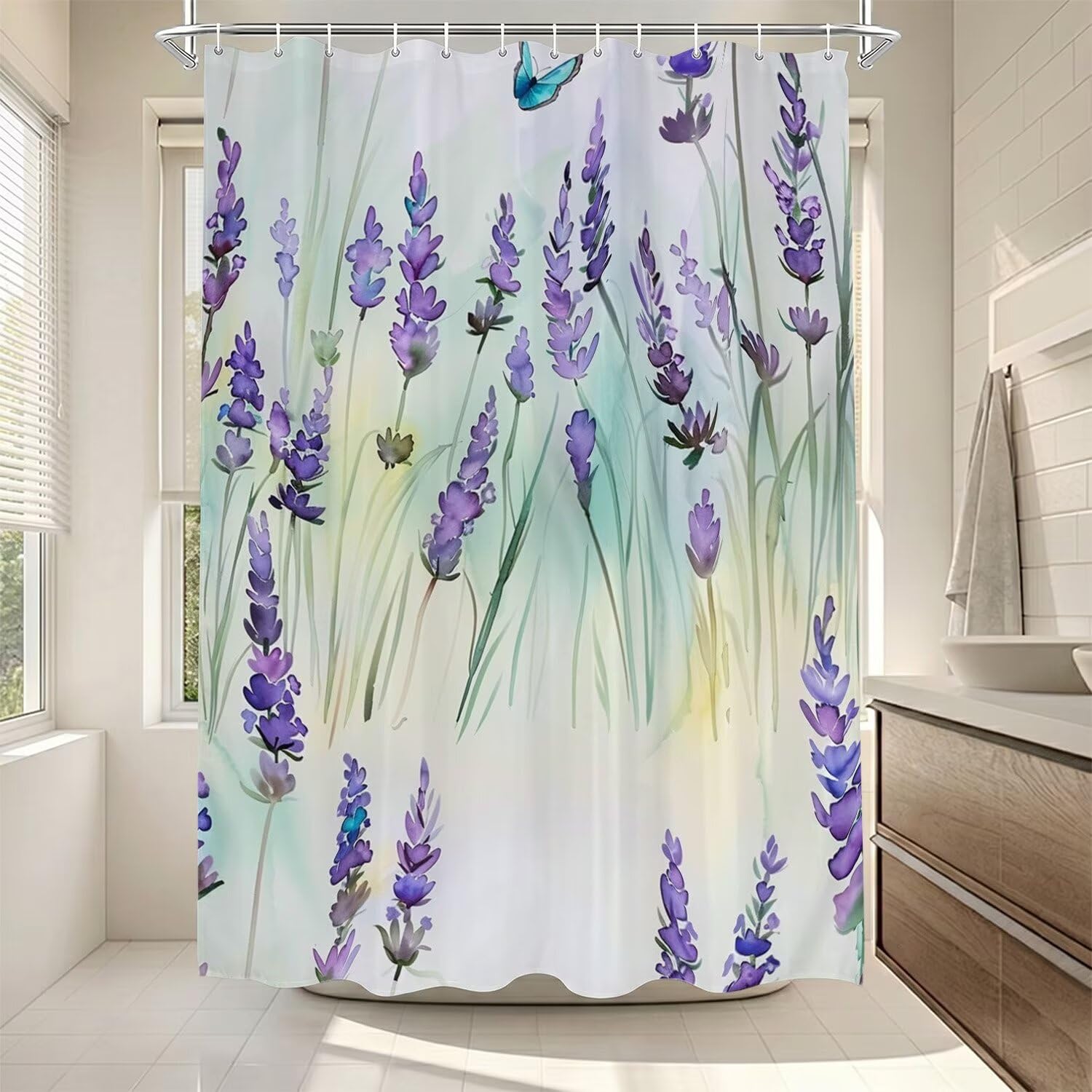 Rideau de douche 150x170cm imperméable polyester lavable pour baignoire salle de bain