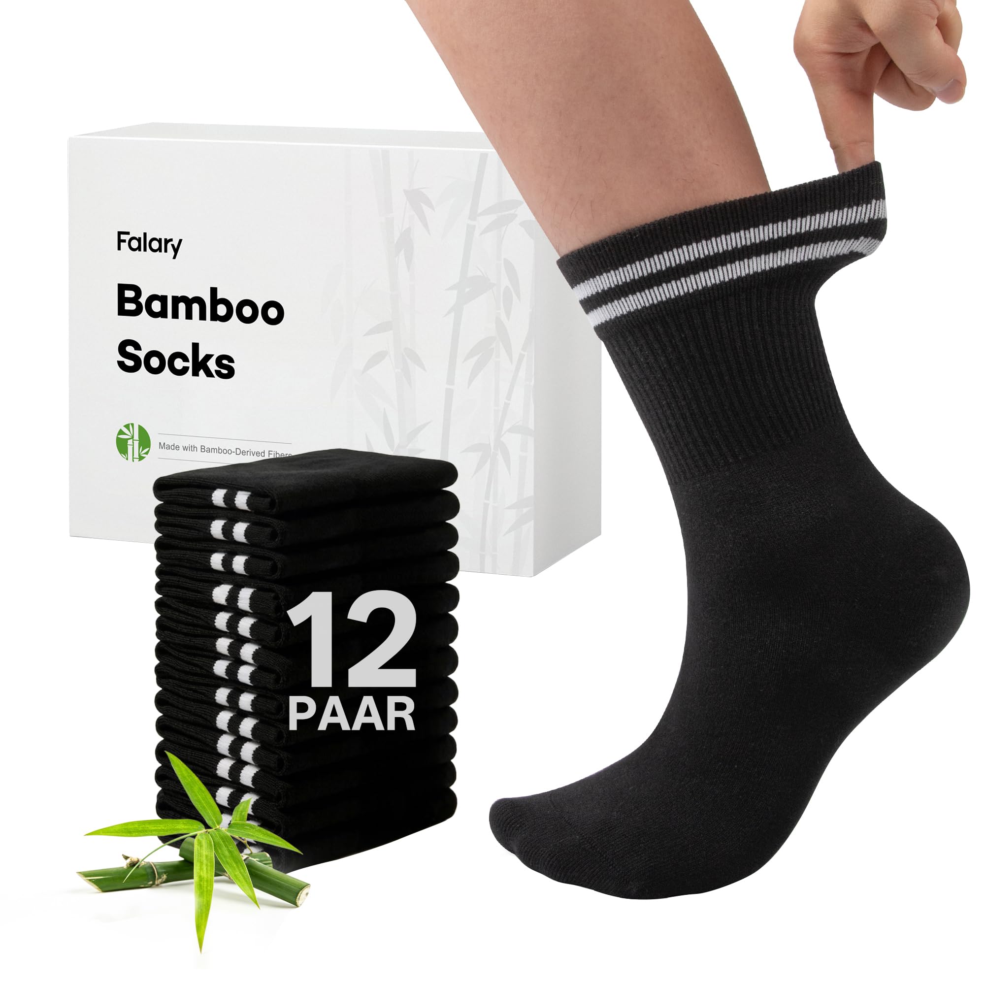 FALARY 6/12 Pares de Calcetines de Tenis de Bambú para Hombre y Mujer, Antitranspirantes, Transpirables, Calcetines Deportivos de Running