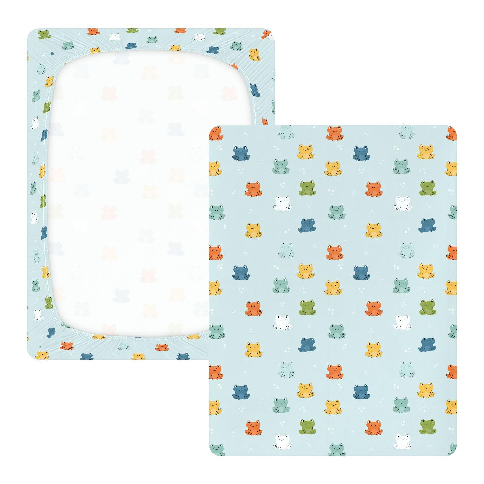 Sábanas para cuna de bebé con diseño de rana marina de dibujos animados, de algodón, suave, cómoda, para cuna, para guardería, 1 paquete de sabanas para cuna
