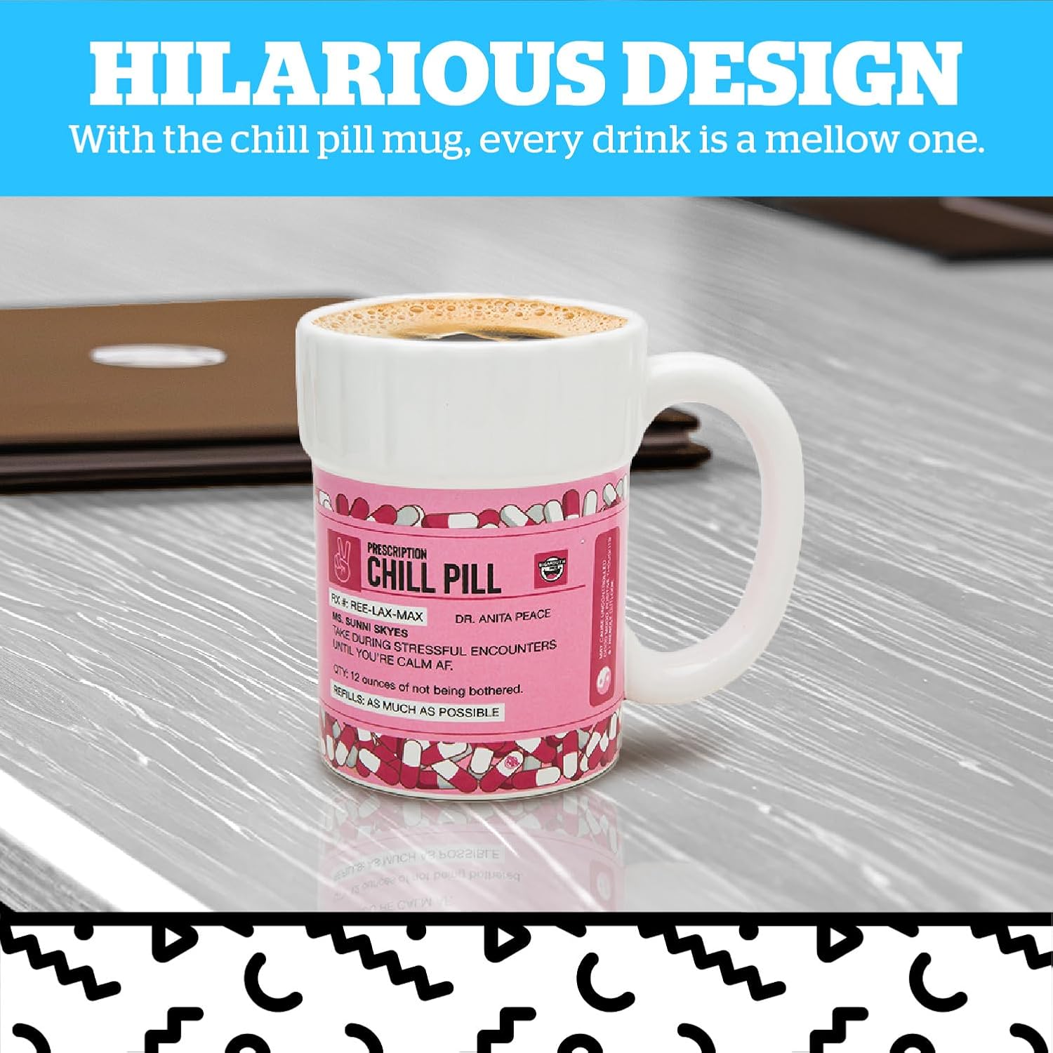 BigMouth Inc. Pink Chill Pill Mug, Prescription Coffee Mug, Funny Pharmacy Gifts, Hilarious Novelty Gag Gifts for Doctor, Ceramic Pill Bottle Cup - Image 4